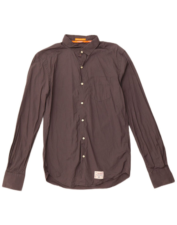Camicia da uomo SUPERDRY in cotone grigio medio