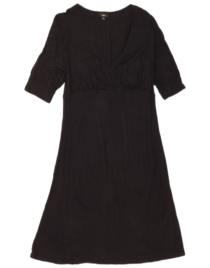 MOSSIMO Abito da donna a trapezio con maniche a 3/4 UK 14 Large Rayon nero