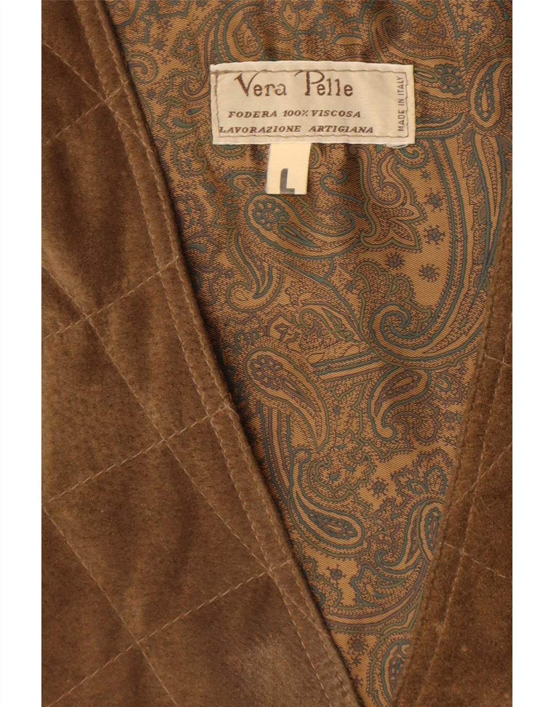 Gilet vintage da uomo in pelle scamosciata grande in pelle marrone