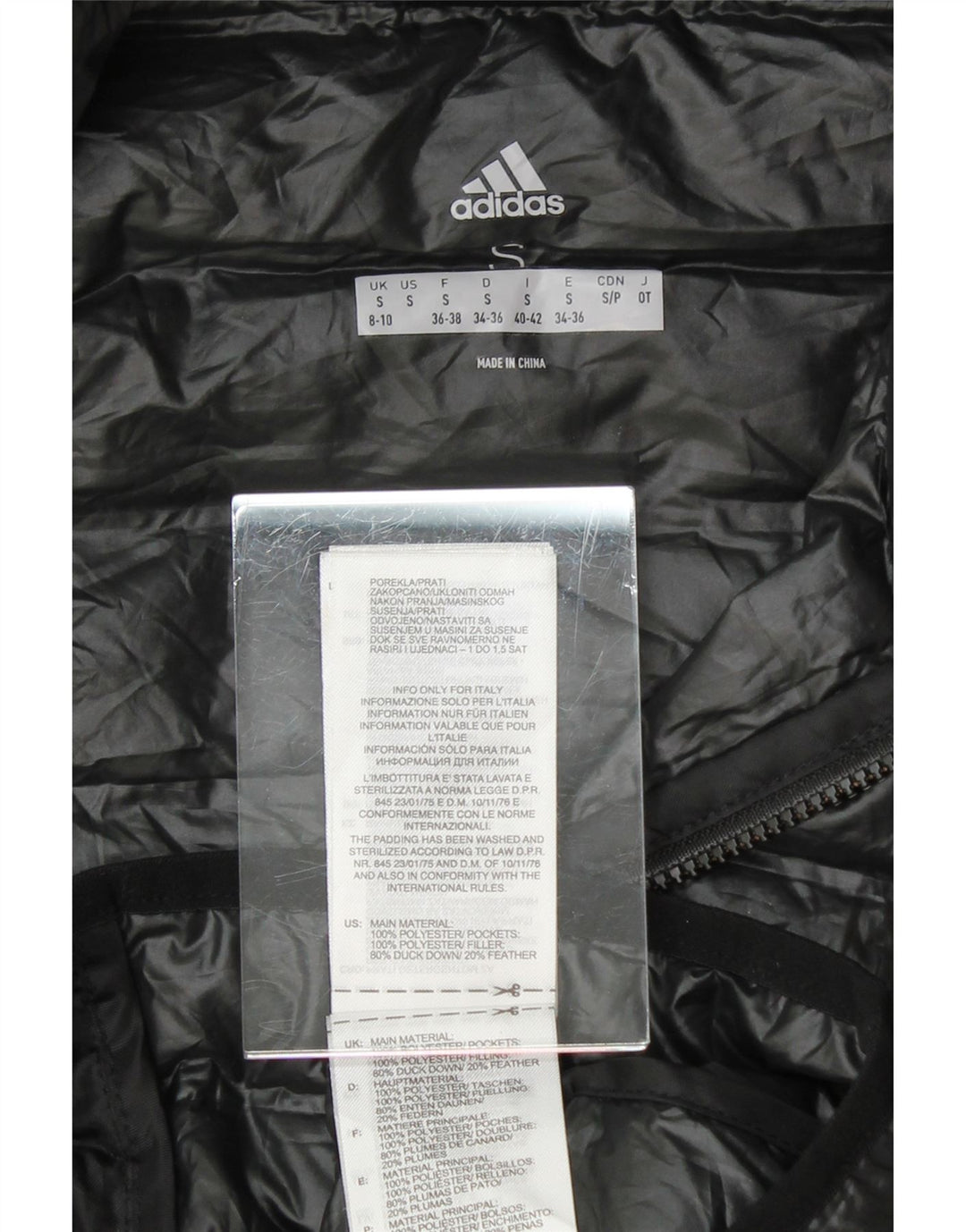 ADIDAS Womens Padded Jacket UK 8/10 Small Black Polyester Vintage Adidas and Second-Hand Adidas from Messina Hembry 