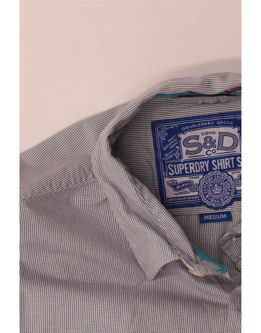 Camicia da uomo Superdry in cotone a quadretti grigio medio