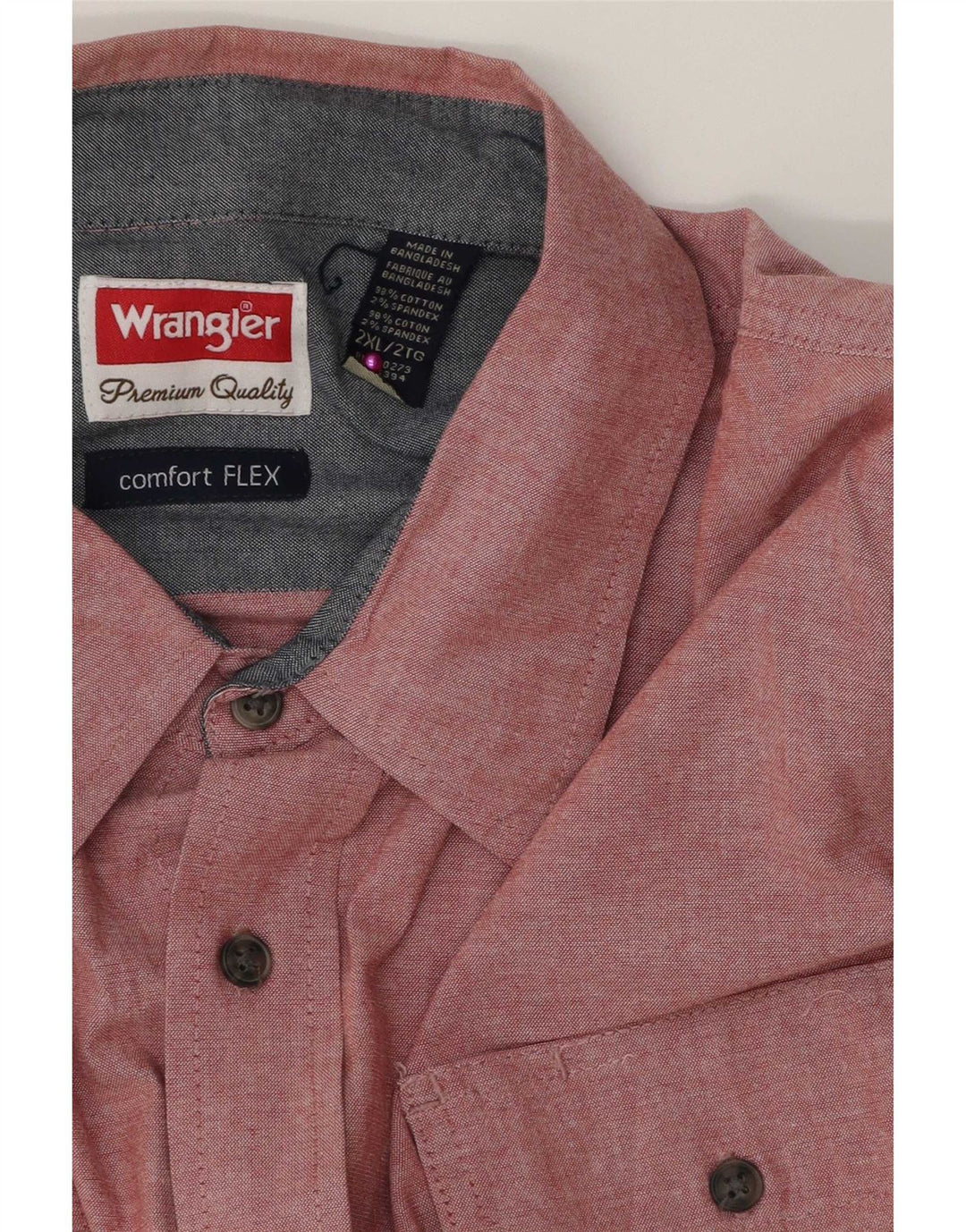 Camicia a maniche corte da uomo Wrangler 2XL cotone rosa