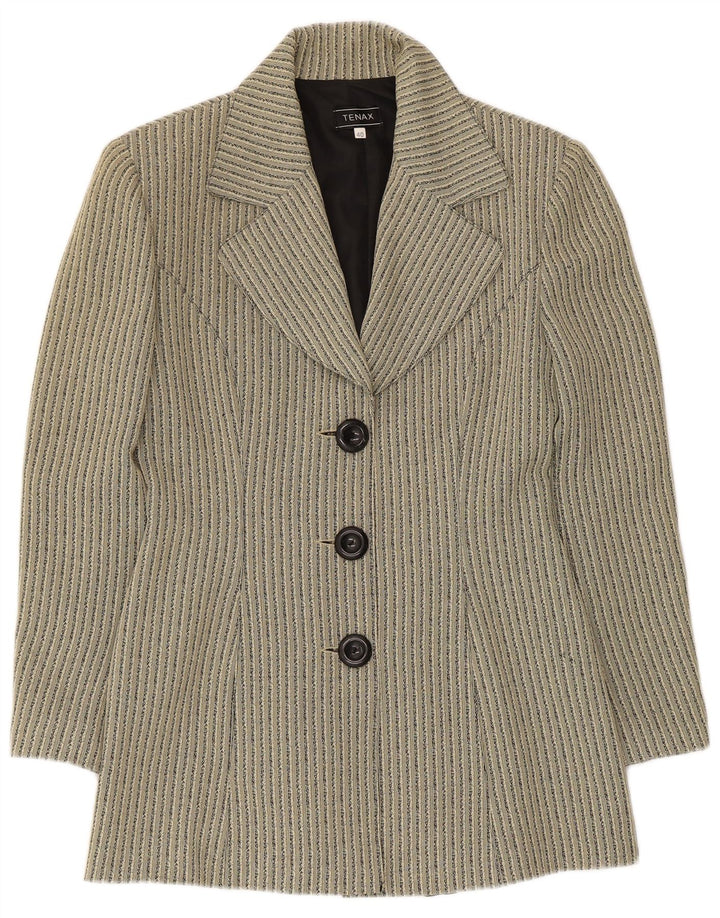 Giacca Blazer a 3 Bottoni da Donna Tenax IT 40 Piccolo Acetato a Righe Beige