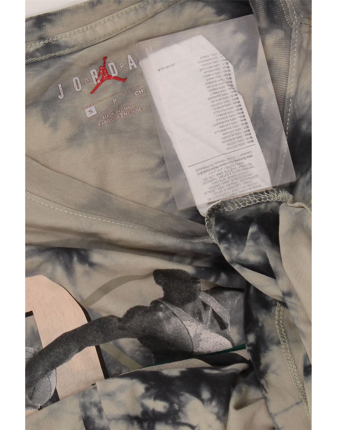T-shirt grafica da uomo Jordan Top Small in cotone tie-dye grigio