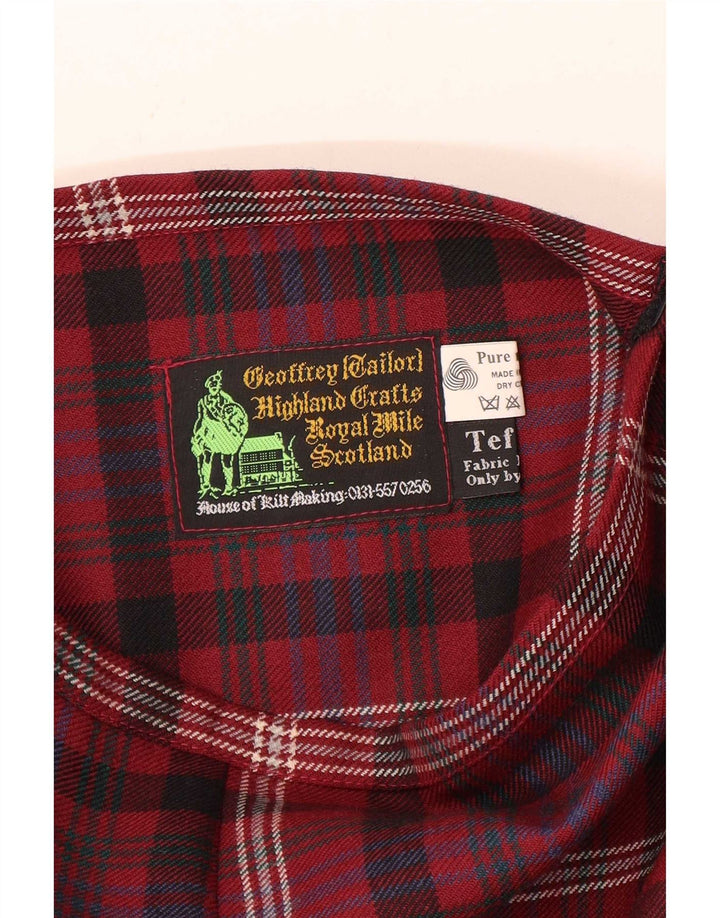 Gonna a portafoglio a pieghe vintage da donna W30 in lana a quadri rossi medi