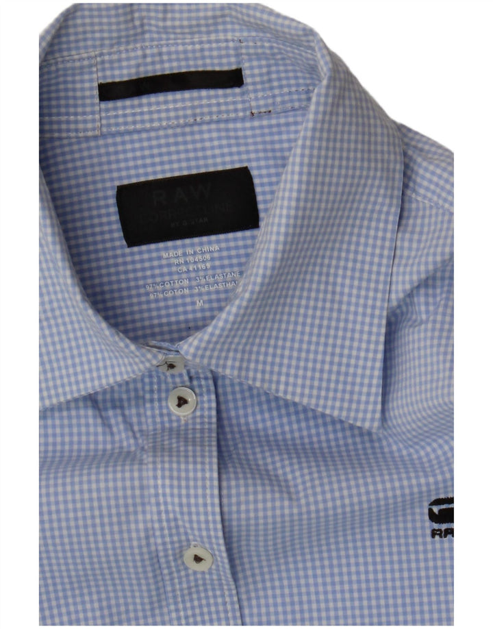 G-STAR Womens Shirt UK 12 Medium Blue Gingham Cotton