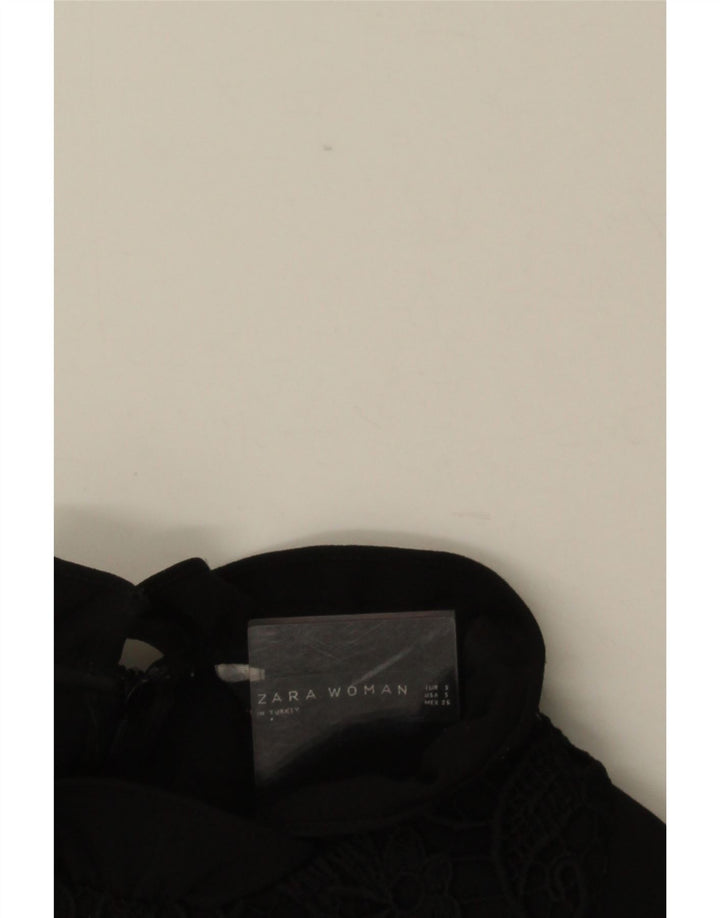 Abito a trapezio da donna ZARA UK 10 piccolo poliestere floreale nero