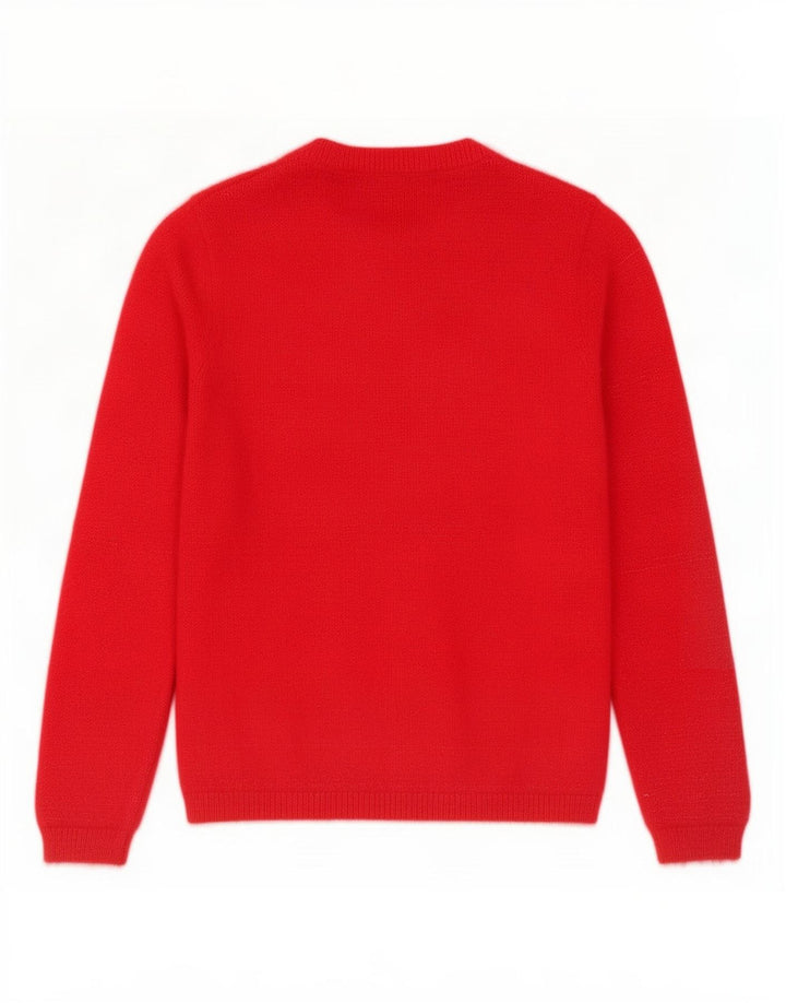 Desigual Womens Graphic Crew Neck Jumper Sweater UK 12 Medium Red Poliammide