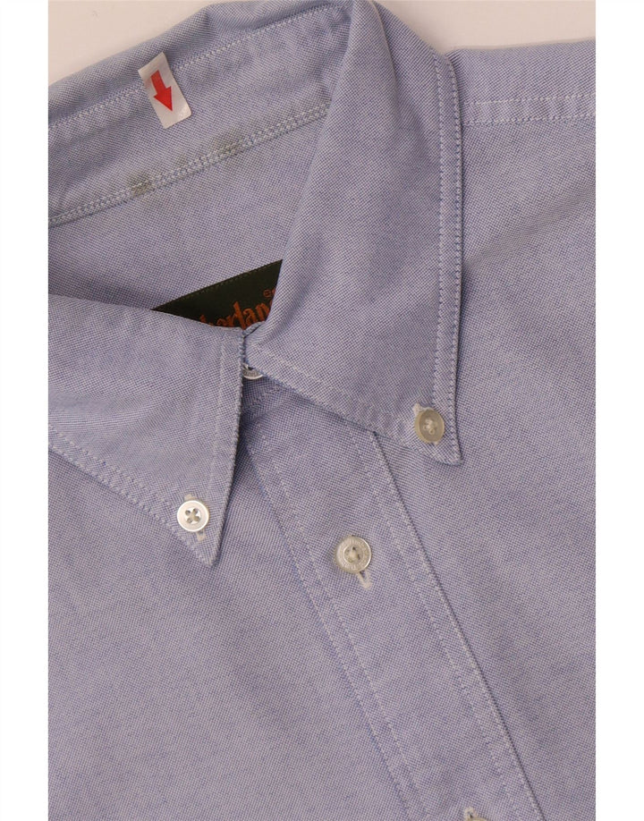 Camicia a maniche corte da uomo Timberland in cotone blu medio