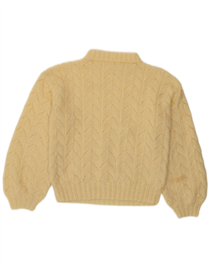 Maglione maglione vintage da donna con collo dolcevita UK 14 Giallo medio