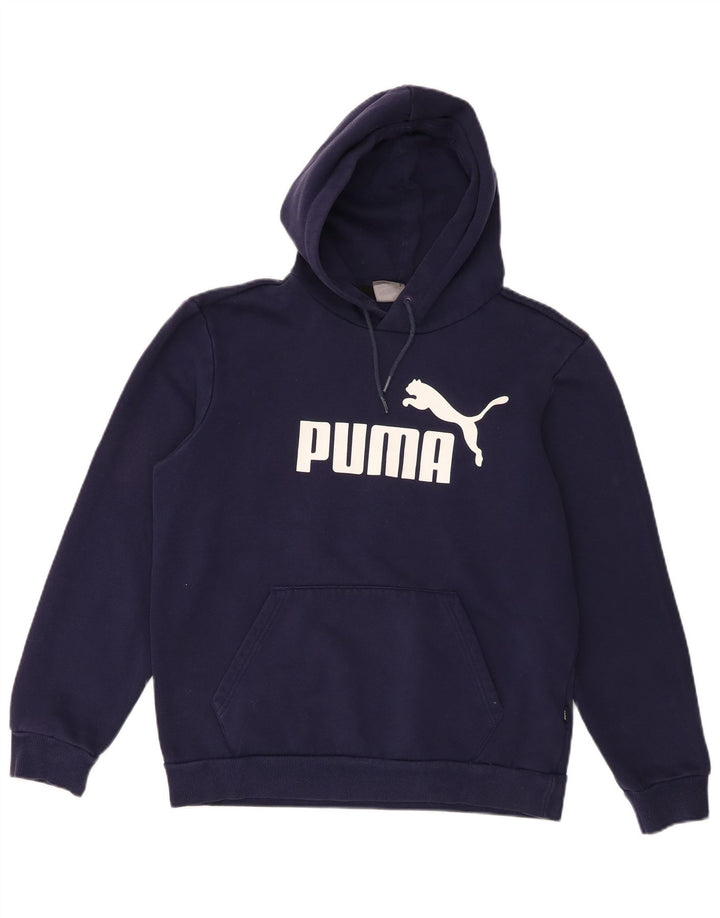 Felpa con cappuccio grafica da uomo Puma media cotone blu navy