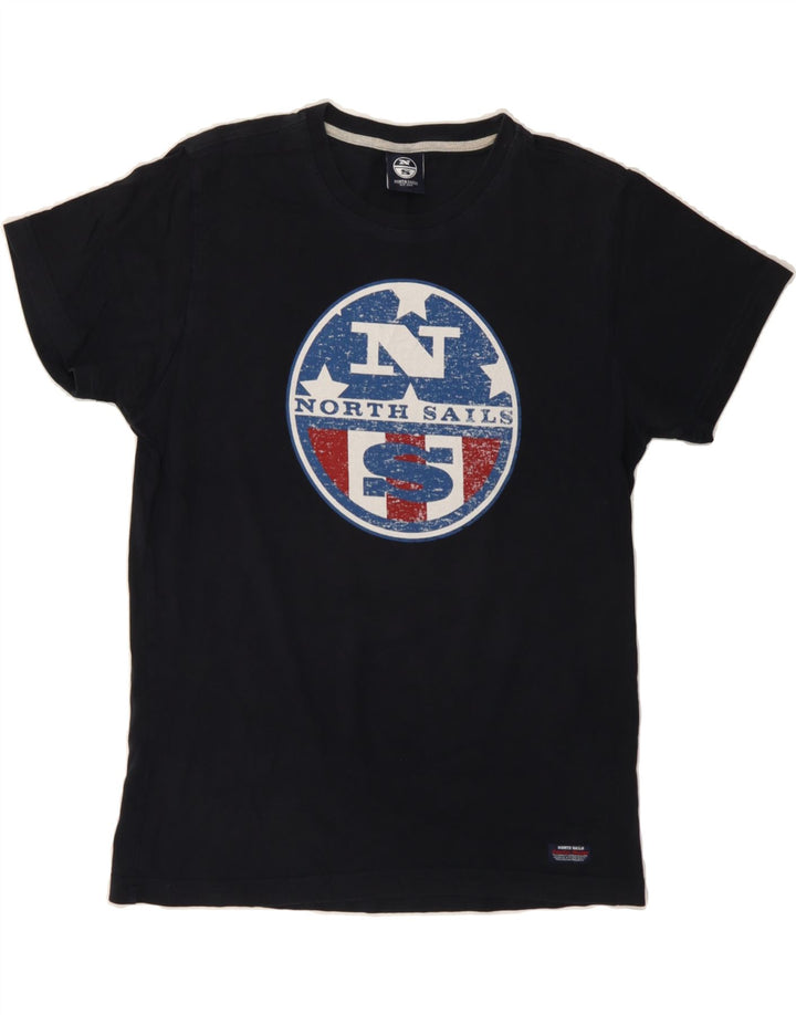 NORTH SAILS Mens Graphic T-Shirt Top Small Black Cotton Vintage North Sails and Second-Hand North Sails from Messina Hembry 