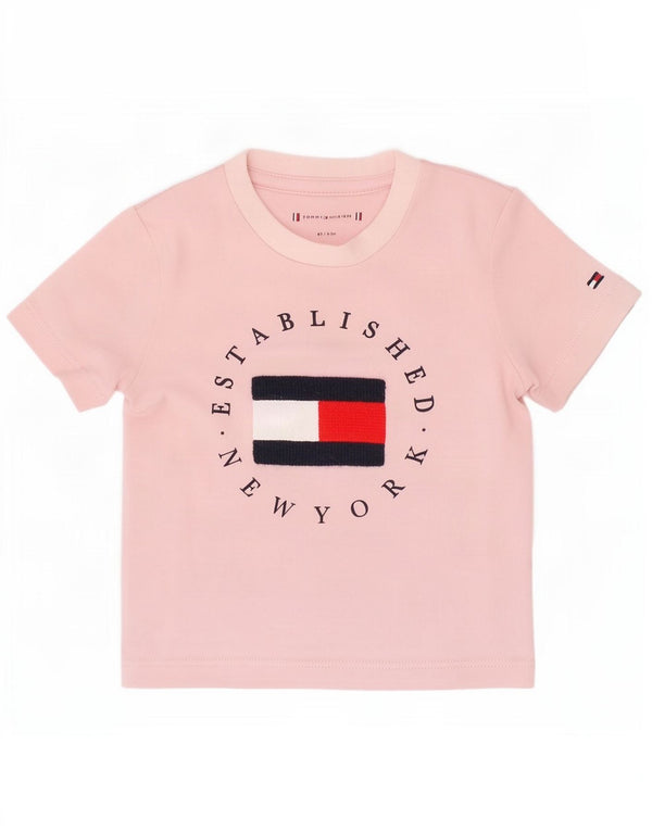 Maglietta grafica per bambina Tommy Hilfiger Top 0-3 mesi in cotone rosa