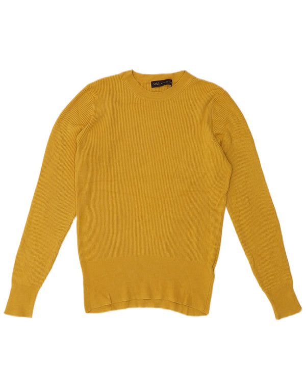Maglione maglione girocollo da donna Marks & Spencer UK 12 Viscosa giallo medio