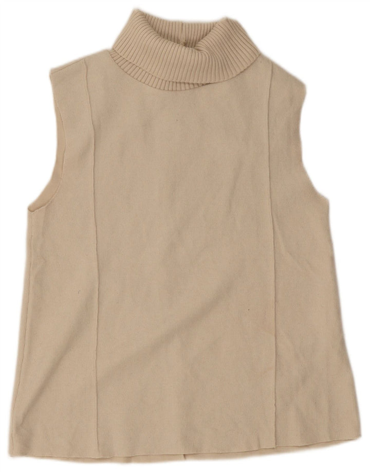 Canotta Zara da donna con collo alto UK 10 piccola in poliestere beige
