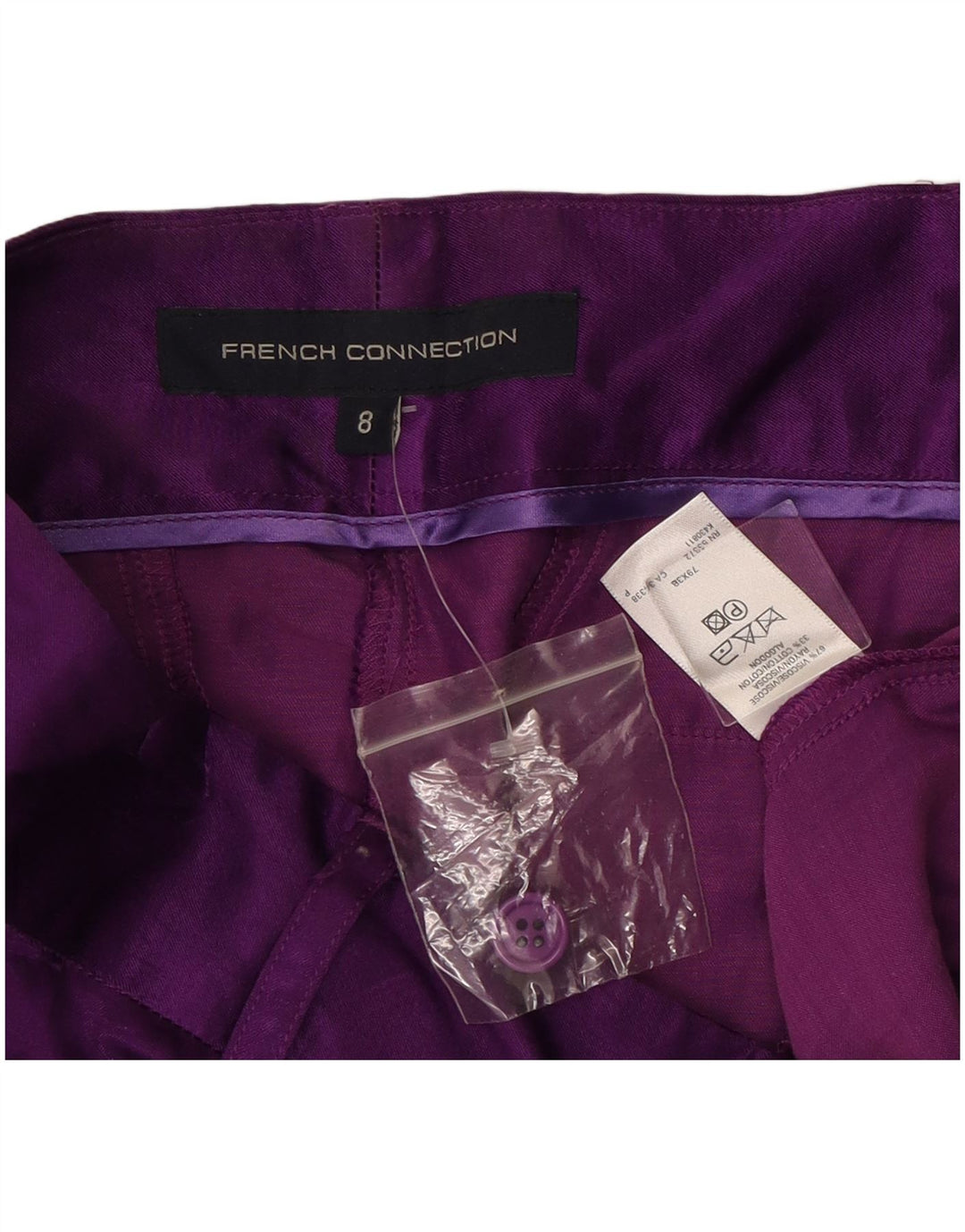 Pantaloni caldi da donna French Connection UK 8 piccoli W30 viscosa viola