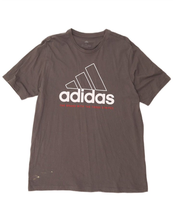 T-shirt grafica da uomo ADIDAS Top grande in cotone grigio