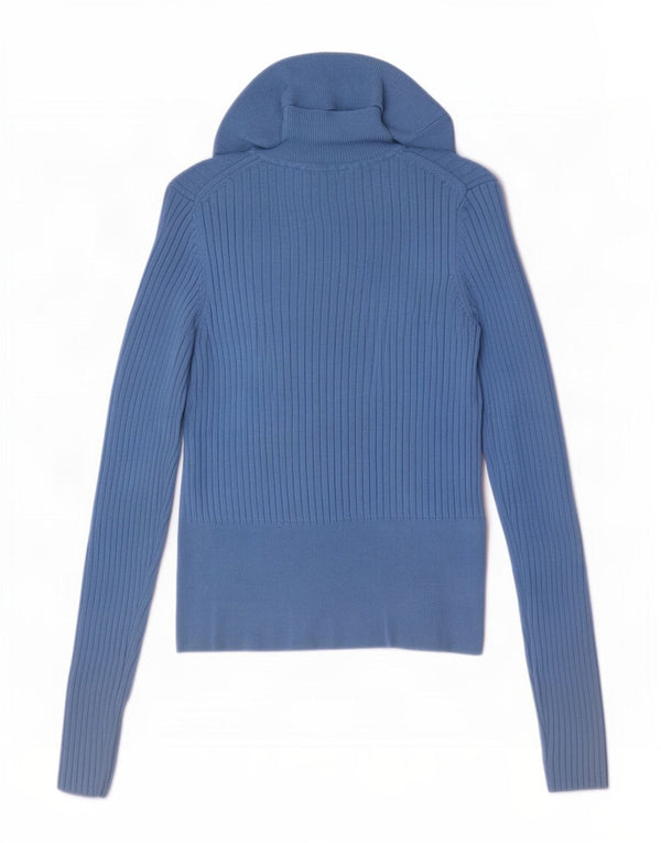 Maglione corto da donna Zara con collo alto UK 8 piccolo in viscosa blu