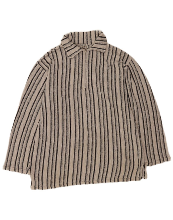 Maglione vintage da uomo con collo alto a righe bianche medie