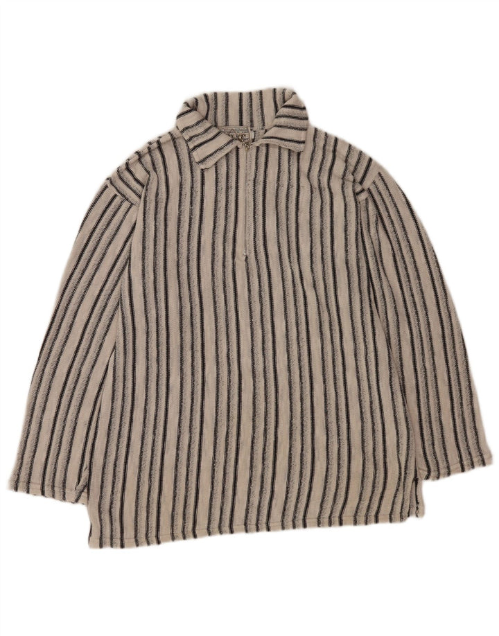 Maglione vintage da uomo con collo alto a righe bianche medie