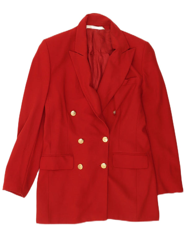 Marks & Spencer Womens Double Breasted Blazer Jacket UK 10 Small Red Wool