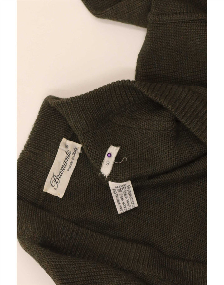 Maglione cardigan da uomo Bramante grande kaki argyle/diamante in lana vergine