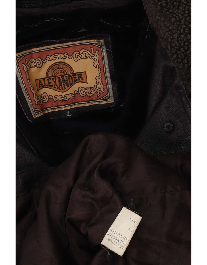 Cappotto in pelle con cappuccio da donna Alexander UK 16 grande viola