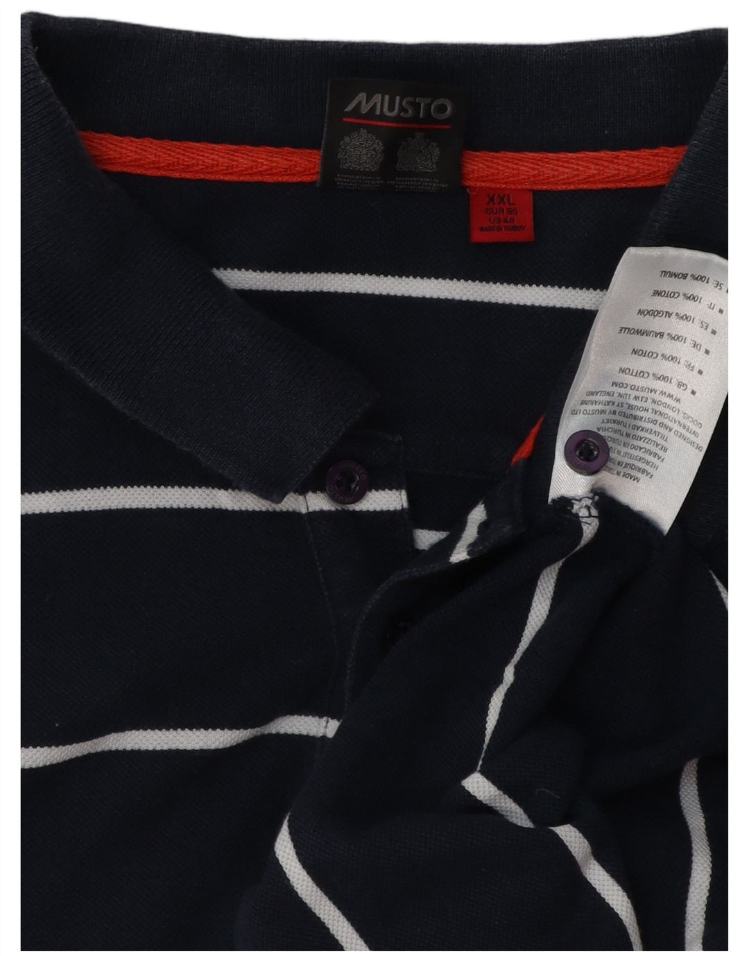 Polo da uomo Musto 2XL in cotone a righe blu navy
