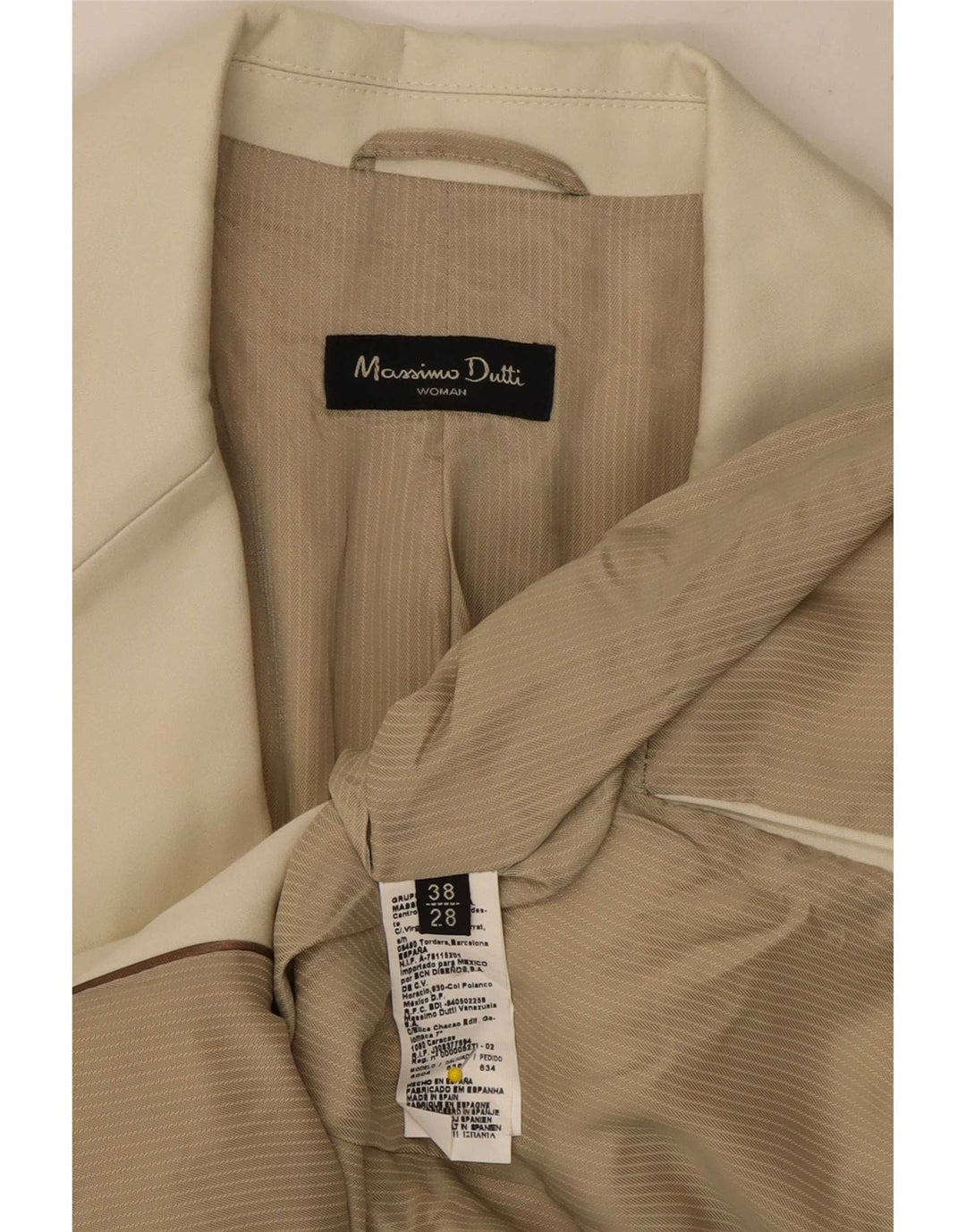 Giacca blazer da uomo a 2 bottoni Massimo Dutti EU 38 piccola in cotone bianco sporco