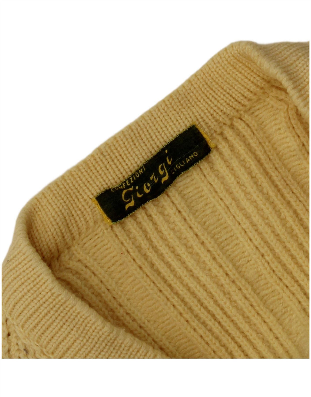 Maglione vintage da uomo con scollo a V giallo medio