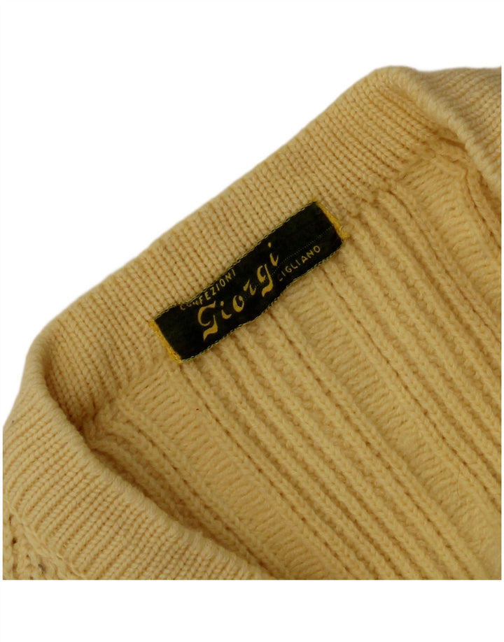 Maglione vintage da uomo con scollo a V giallo medio