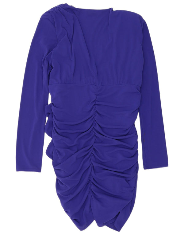 Vestito aderente a maniche lunghe da donna Zara UK 18 XL Poliestere blu navy