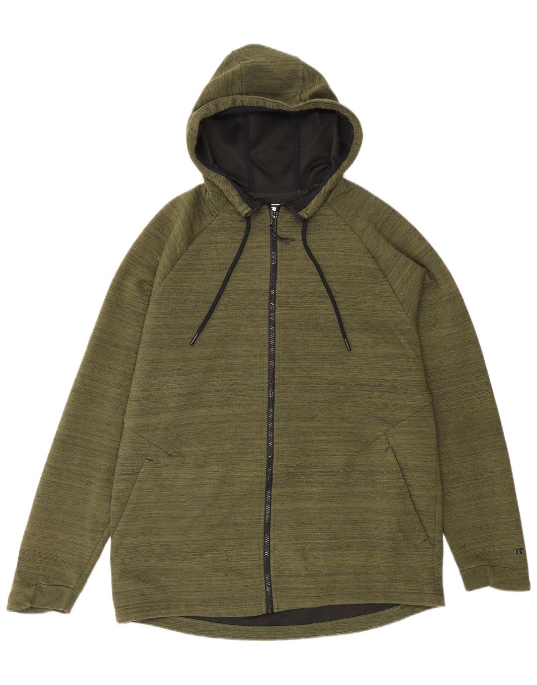 Maglione con cappuccio e zip da uomo RUSSELL ATHLETIC UK 38/40 Poliestere kaki medio