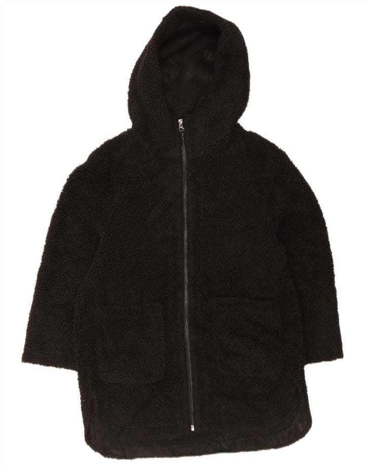 Giacca in pile oversize con cappuccio da donna Zara UK 6 XS poliestere nero