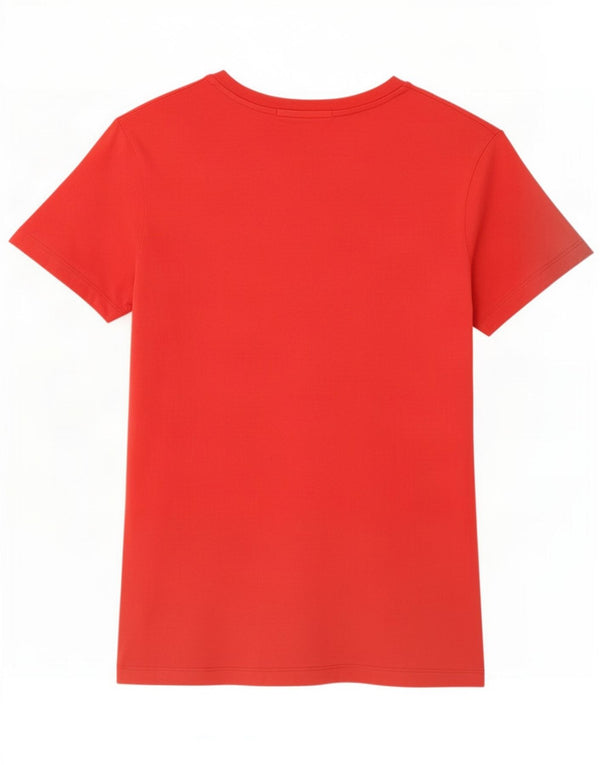 Calvin Klein Jeans T-shirt grafica da donna Top UK 14 Large Rosso Cotone