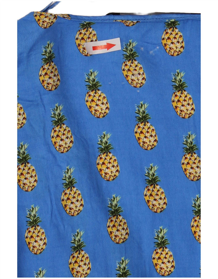 Top Zara da donna con maniche a 3/4 con motivo astratto, taglia UK 18 XL, viscosa blu