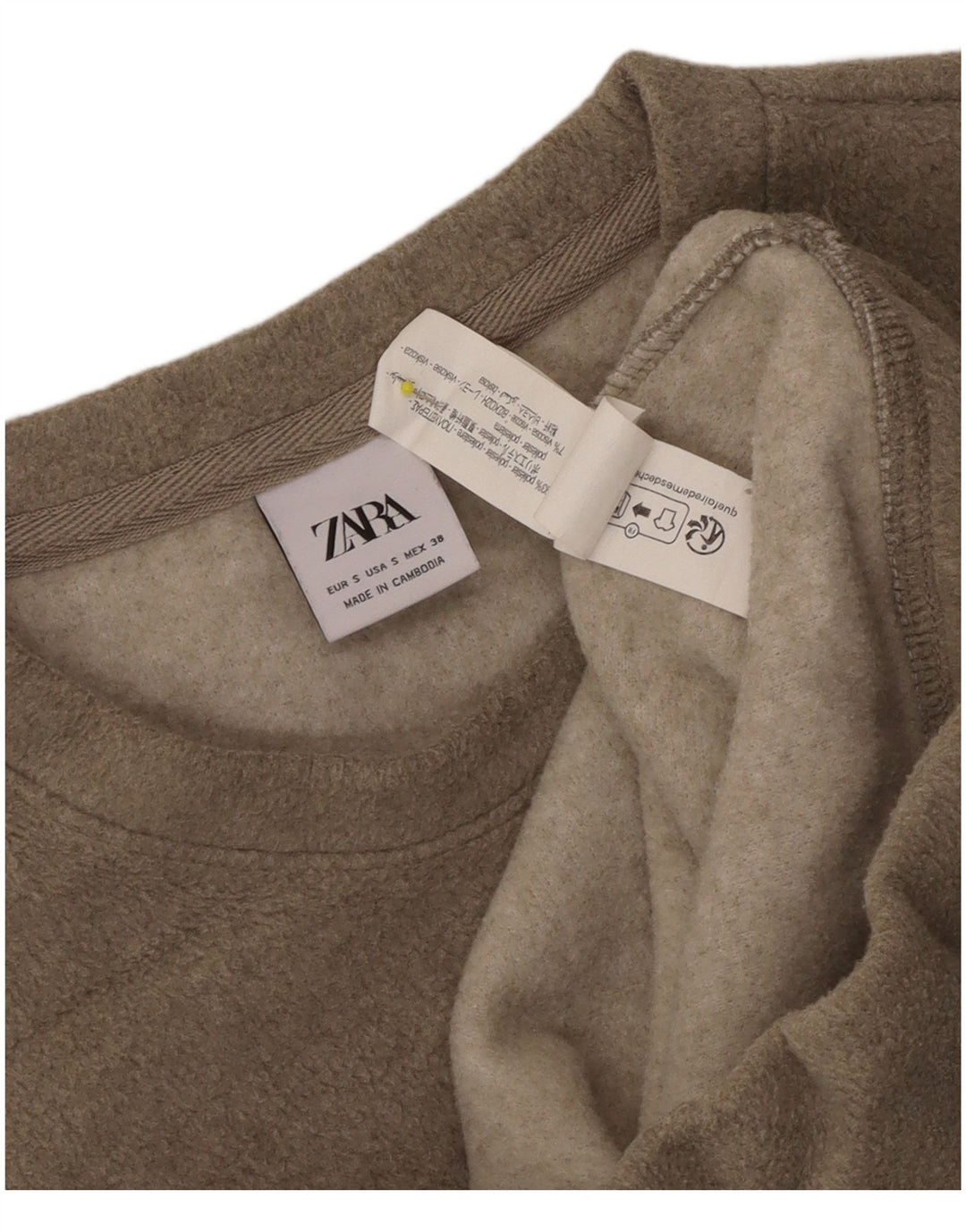 Zara Uomo, vestibilità ampia, felpa, maglione, piccolo, beige, in poliestere