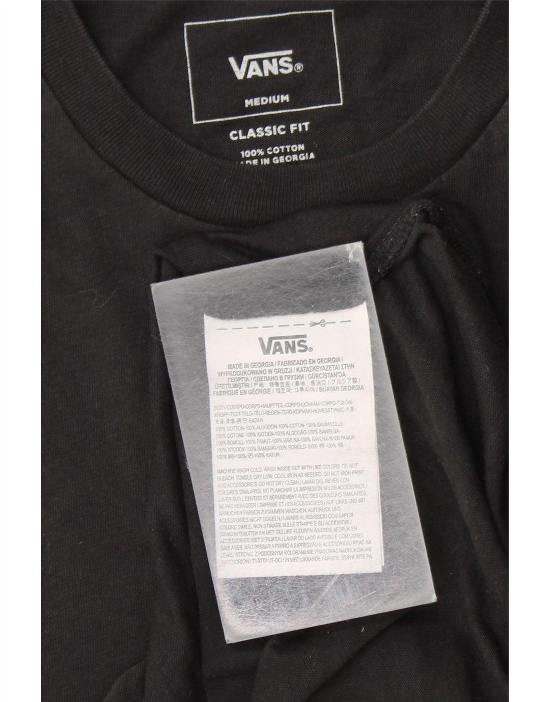 VANS Top grafico da uomo con vestibilità classica, manica lunga, cotone nero medio