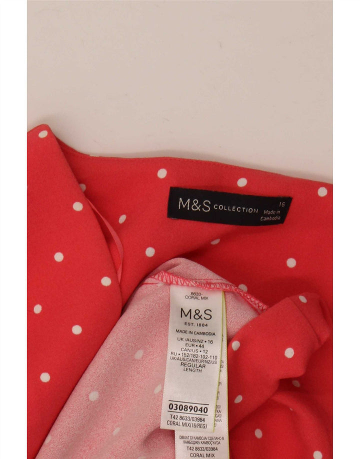 Marks & Spencer vestito a trapezio da donna UK 16 grande rosa maculato poliestere