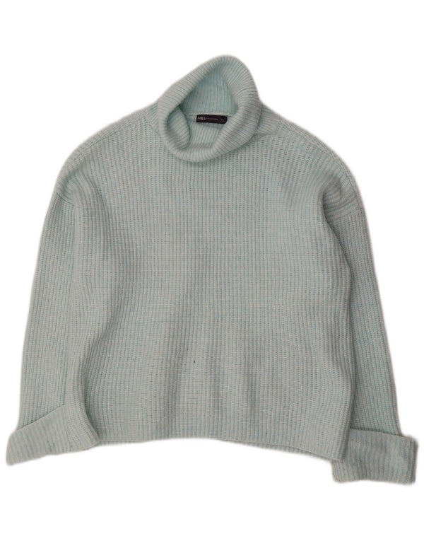 Maglione maglione oversize a collo alto Marks & Spencer da donna UK 16 grande blu