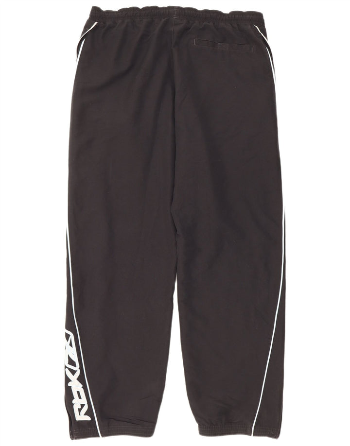 Pantaloni da tuta con grafica Reebok da uomo, pantaloni da jogging, grandi, in poliestere nero