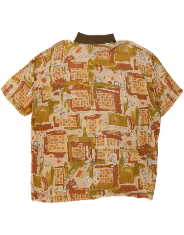 Camicia pullover vintage a maniche corte da uomo 2XL Patchwork multicolore