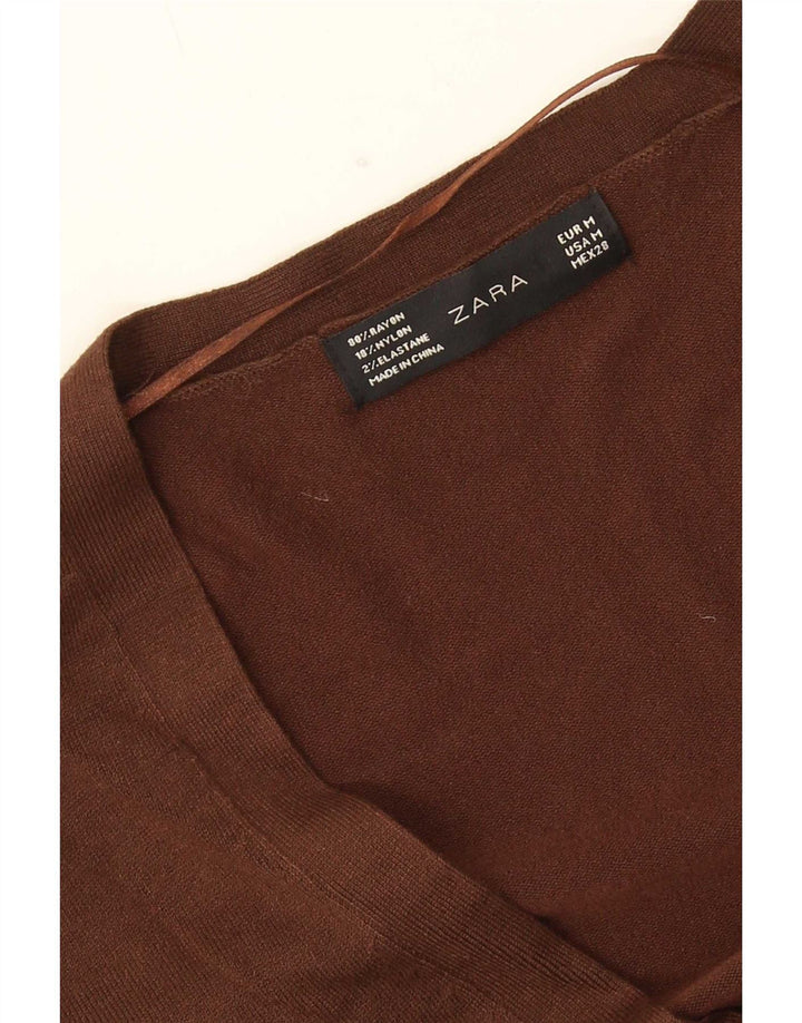 Maglione cardigan da donna Zara UK 14 Rayon marrone medio