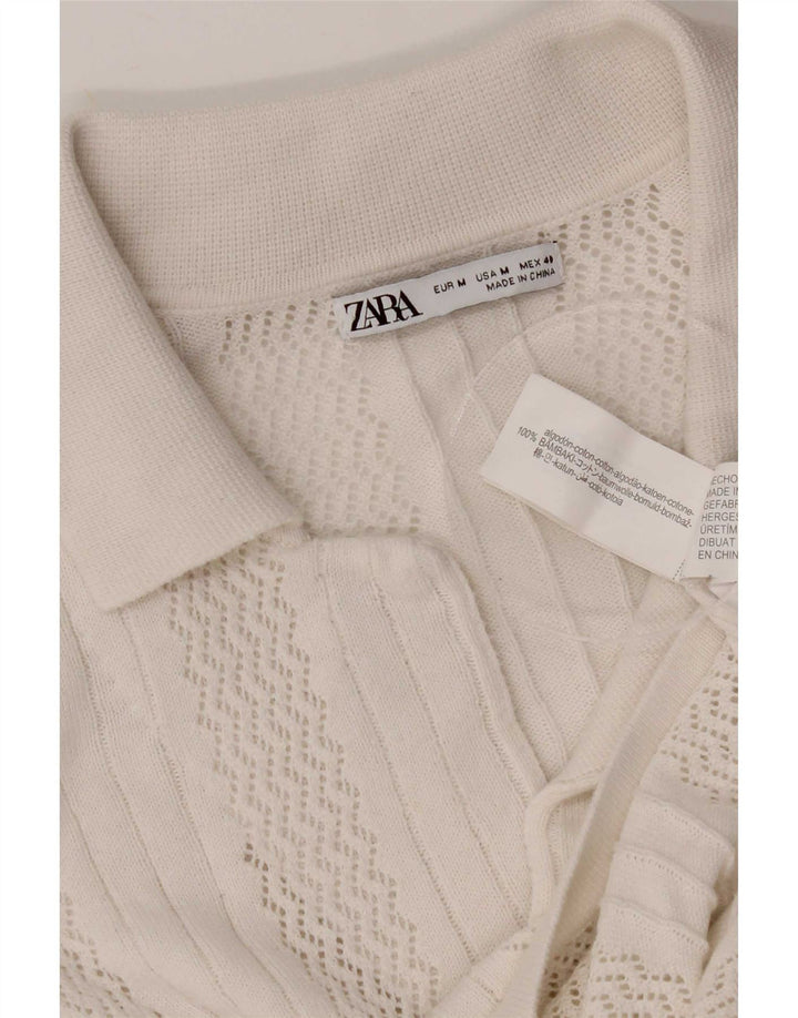 Camicia Zara da uomo a maniche corte in cotone bianco medio