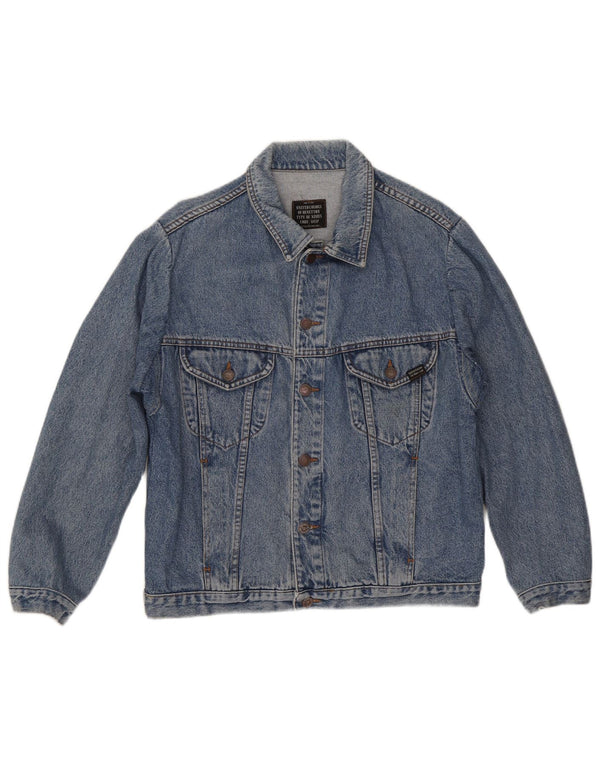 Giacca Jeans Uomo Benetton IT 50 Large Blu Cotone