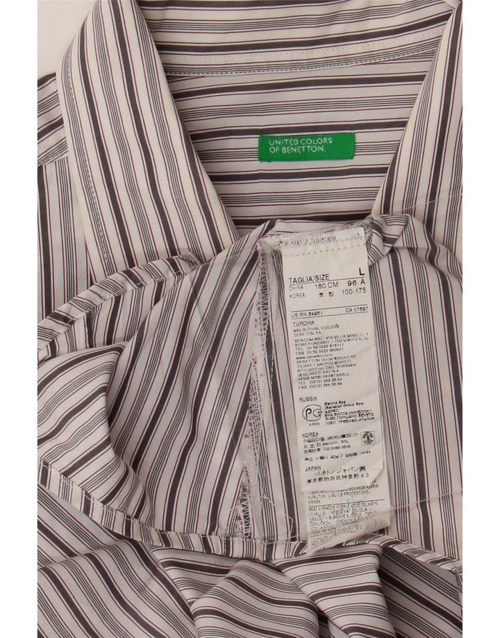 Camicia Benetton Uomo Cotone Righe Grandi Grigie