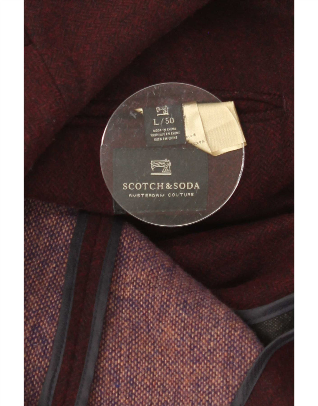 Giacca blazer da uomo a 3 bottoni Scotch & Soda IT 50 Large in lana bordeaux