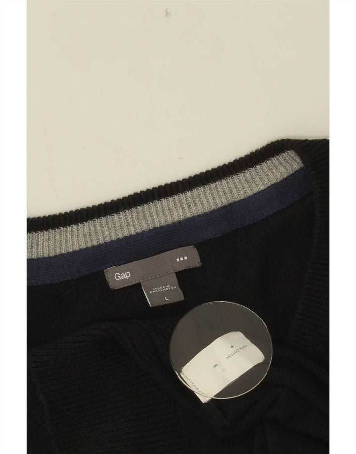Gap Maglione da uomo con scollo a V grande in cotone nero