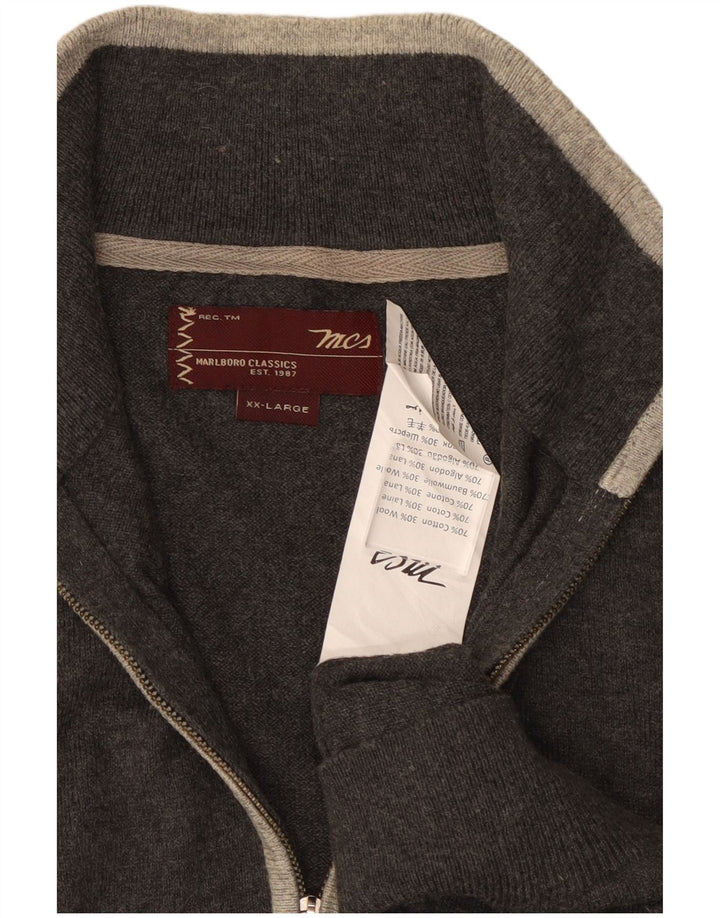 MARLBORO CLASSICS Maglione da uomo con collo con zip 2XL cotone grigio