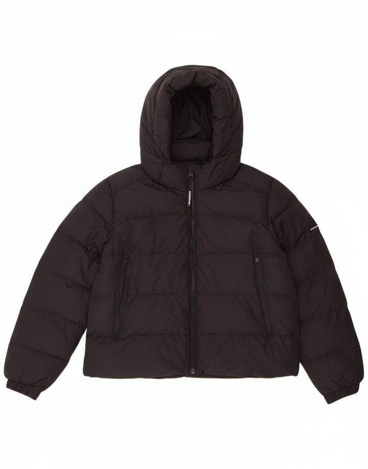 Giacca imbottita con cappuccio corta da donna Superdry UK 16 grande poliestere nero